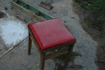 Frost on Stool Left Out Overnight